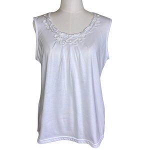 Vintage 90s White Embroidered Sleeveless Top